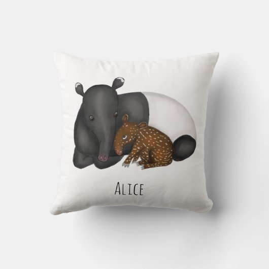 Panda en tapir gepersonaliseerd kind kussen (Achterkant)
