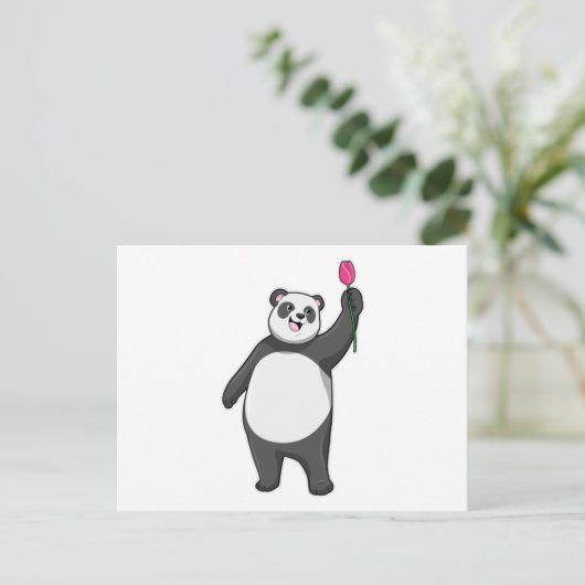 Panda en tulp briefkaart (Staand voorkant)