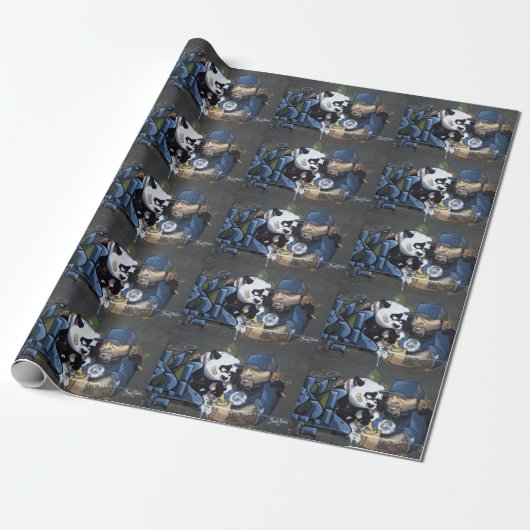 Panda en vriend cadeaupapier (Uitgerold)