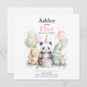 Panda en vrienden verjaardag & feest uitnodiging (Voorkant / Achterkant)