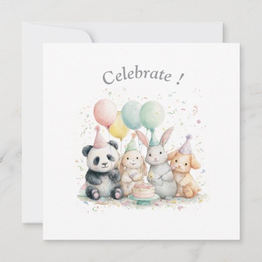 Panda en vrienden verjaardag & feest uitnodiging (Achterkant)