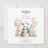 Panda en vrienden verjaardag & feest uitnodiging (Voorkant)