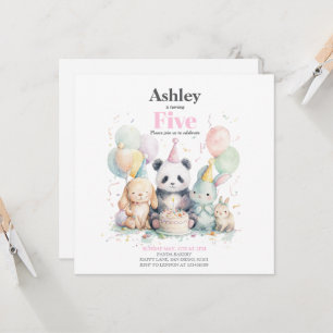 Panda en vrienden verjaardag & feest uitnodiging