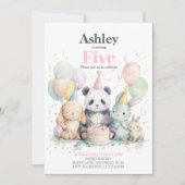 Panda en vrienden verjaardag & feest uitnodiging (Voorkant)