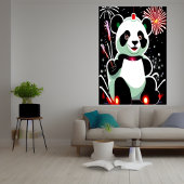 Panda en vuurwerk | AI Art Poster