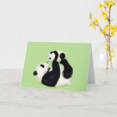 Panda en welp Moederdag kaart (Gele Bloem)