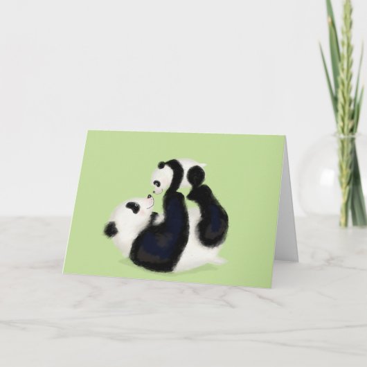 Panda en welp Moederdag kaart (Voorkant)