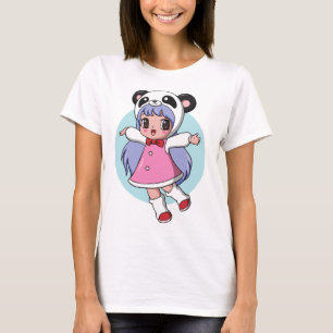 Panda Engel: Schattig Anime Meisje dat Heel Hoog Z T-shirt