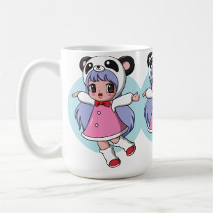 Panda Engel: Schattig Anime Meisje dat Hoog Zweeft Koffiemok