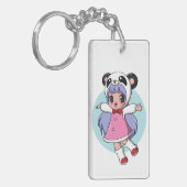 Panda Engel: Schattig Anime Meisje dat Hoog Zweeft Sleutelhanger (Voorkant Links)
