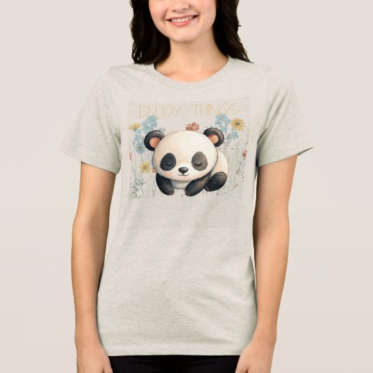 Panda Enjoy Things Tri-Blend Shirt (Voorkant)