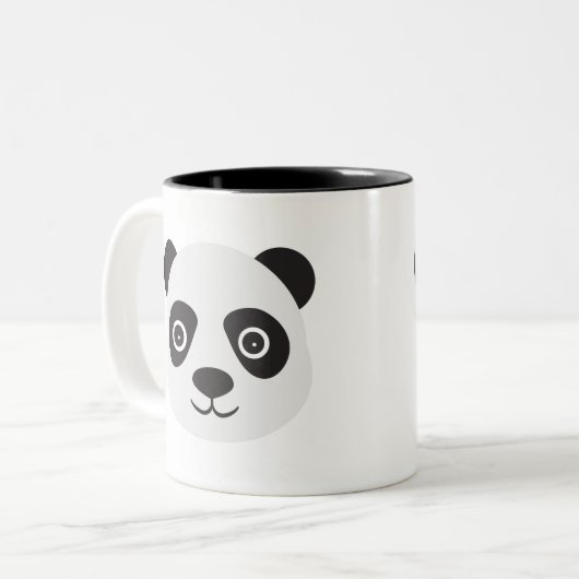 Panda Face Black en White Beer Tweekleurige Koffiemok (Voorkant links)