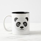 Panda Face Black en White Beer Tweekleurige Koffiemok (Links)