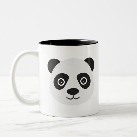 Panda Face Black en White Beer Tweekleurige Koffiemok (Links)