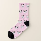 Panda Face Cute Pink Pattern Sokken (Links - buitenkant)