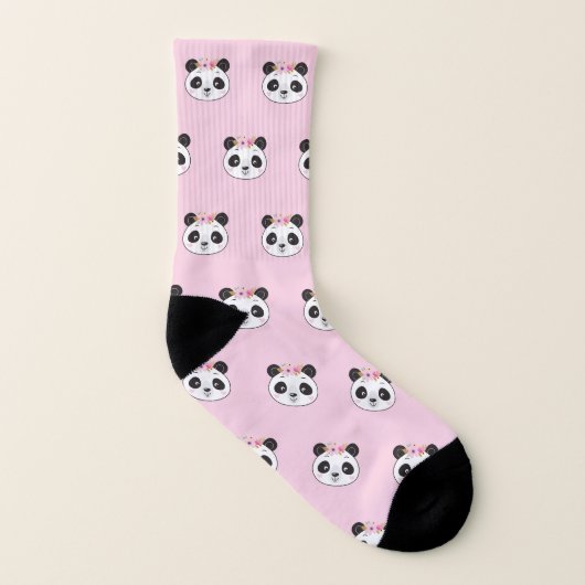 Panda Face Cute Pink Pattern Sokken (Rechts - buiten)