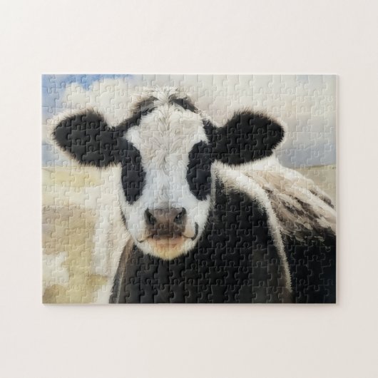 Panda Face Koe Art Boerderij Style Fun Puzzel Legpuzzel (Horizontaal)