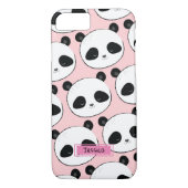 Panda Face Pattern Roze Aangepaste naam Case-Mate iPhone Case (Achterkant)