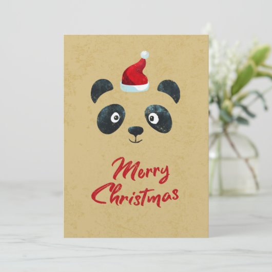 Panda face Santa, kinder Holiday  Feestdagenkaart (Staand voorkant)