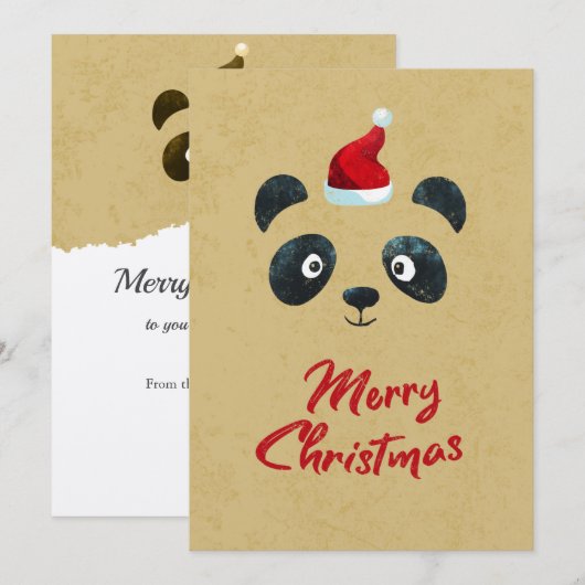 Panda face Santa, kinder Holiday  Feestdagenkaart (Voorkant / Achterkant)