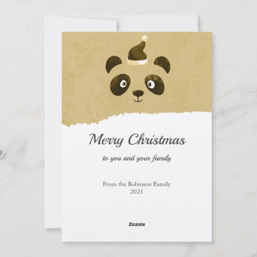 Panda face Santa, kinder Holiday  Feestdagenkaart (Achterkant)