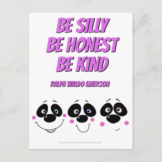 Panda Faces w/Emerson quote, briefkaart (Voorkant)