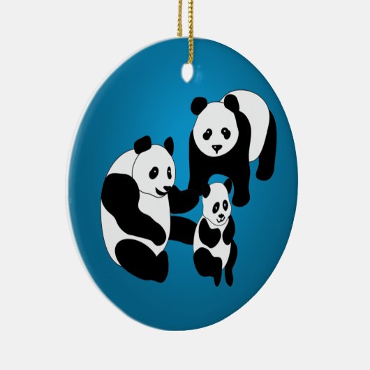 Panda Familie van Drie Aangepaste kerstversiering Keramisch Ornament (Rechts)