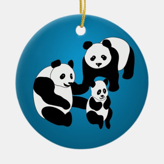 Panda Familie van Drie Aangepaste kerstversiering Keramisch Ornament (Voorkant)