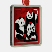Panda Familie van Vier Kerstmis Premium Ornament (Rechts)
