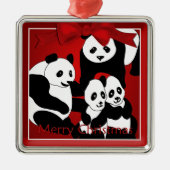 Panda Familie van Vier Kerstmis Premium Ornament (Voorkant)