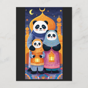 Panda-familie viert Eid Milad Un nabi Briefkaart