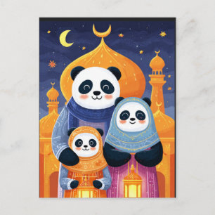 Panda-familie viert Eid Milad Un nabi Briefkaart