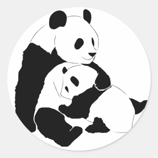 Panda Family Ronde Sticker (Voorkant)
