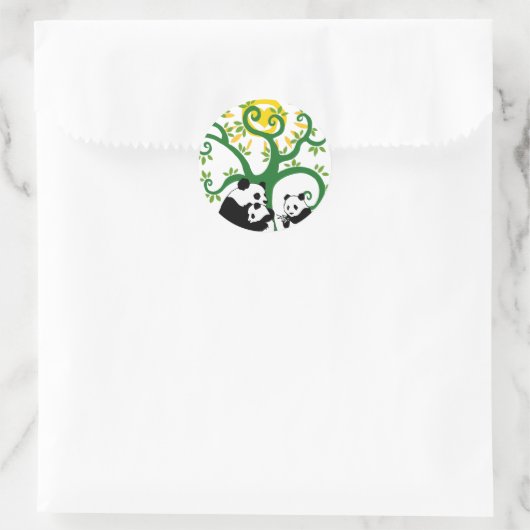 Panda Family Tree Ronde Sticker (Tas)