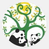 Panda Family Tree Ronde Sticker (Voorkant)