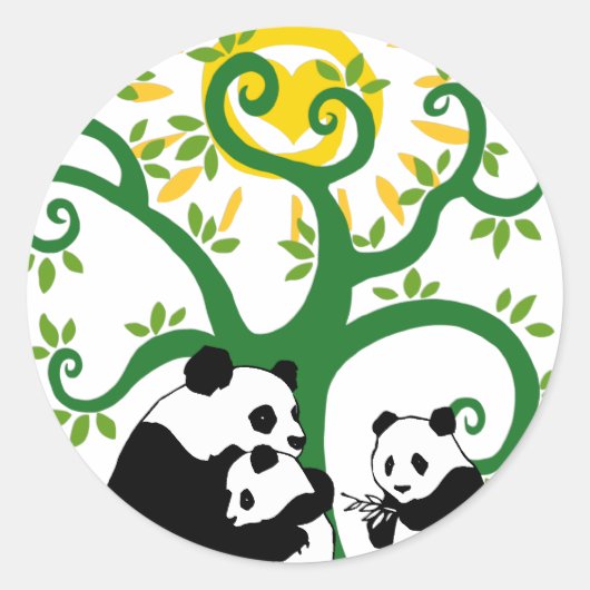 Panda Family Tree Ronde Sticker (Voorkant)