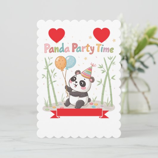 Panda Feest Tijd Kaart (Staand voorkant)