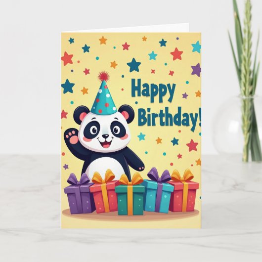 Panda Feest Verjaardagskaart Kaart (Voorkant)