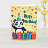 Panda Feest Verjaardagskaart Kaart (Gele Bloem)
