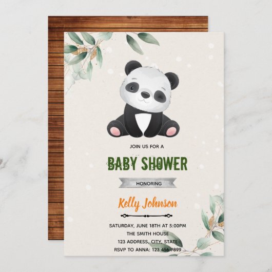 Panda feest verjaardagsuitnodiging kaart (Voorkant / Achterkant)