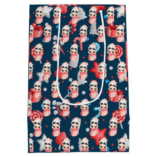 Panda-Feestdagen aanpassen Medium Cadeauzakje (Achterkant)