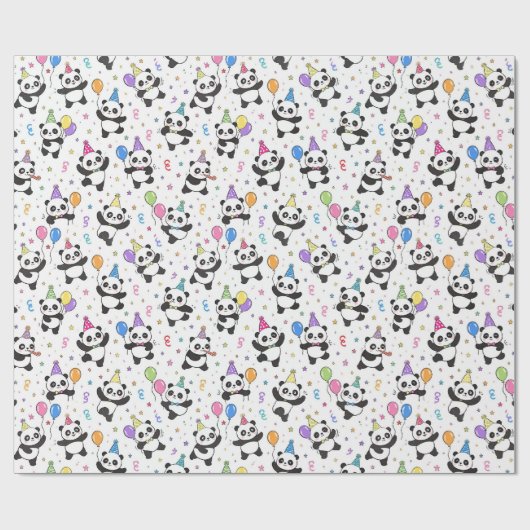 Panda Feestje Cadeaupapier (Vlak)