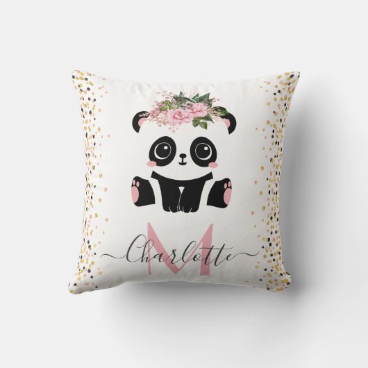  panda flormonogram gepersonaliseerd met gooi pi kussen (Achterkant)