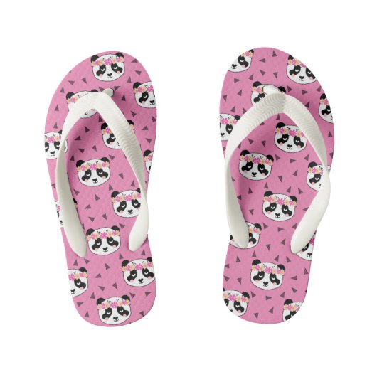Panda Flowers Flips Flops - Kute girale bloemen Kinder Teenslippers (Voetbed)