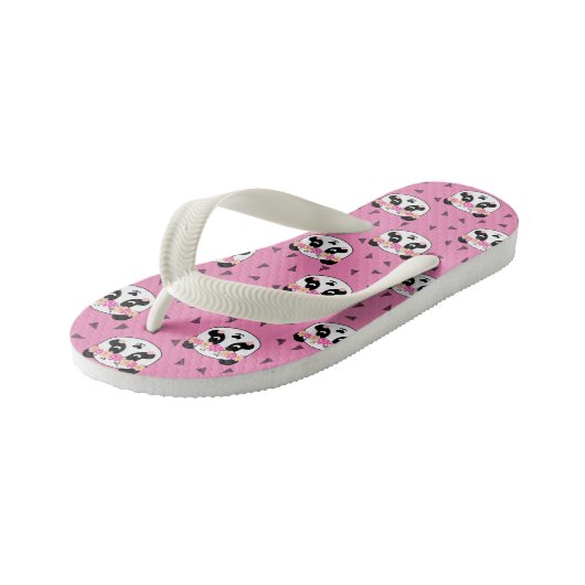 Panda Flowers Flips Flops - Kute girale bloemen Kinder Teenslippers (Schuin)