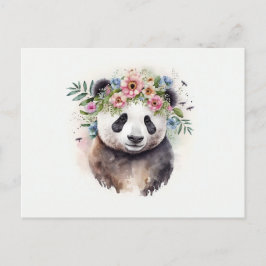 Panda Flowers Watercolor                         Briefkaart