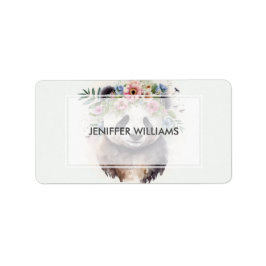 Panda Flowers Watercolor                     Etiket