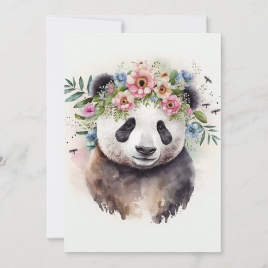 Panda Flowers Watercolor Kaart (Achterkant)