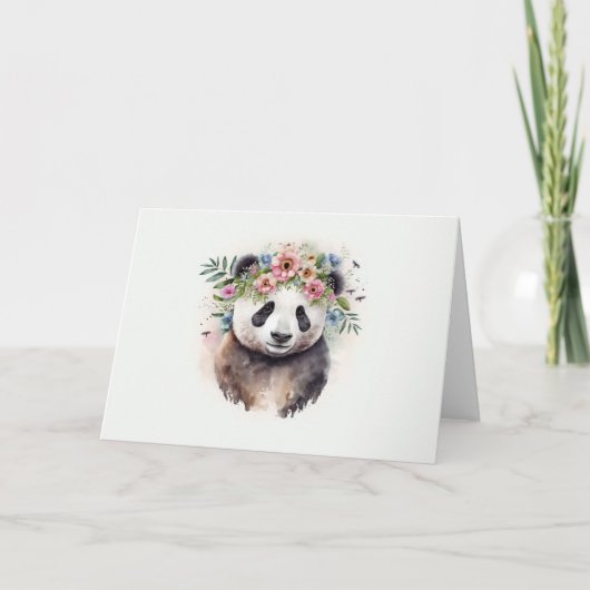Panda Flowers Watercolor                           Kaart (Voorkant)