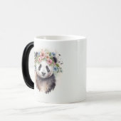 Panda Flowers Watercolor Magische Mok (Voorkant links)